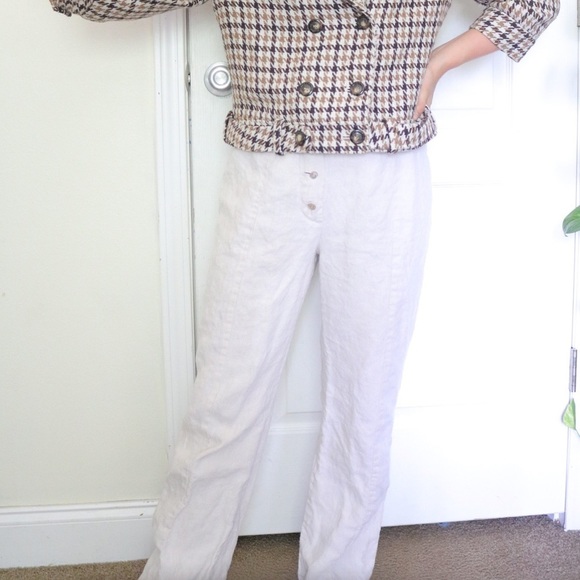 Seeds Linen Brown Buttons with Drawstring Trousers - Picture 7 of 16